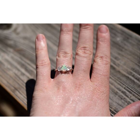 Opal Ring, Unique Engagement Ring size 8 - Picture 6 of 8